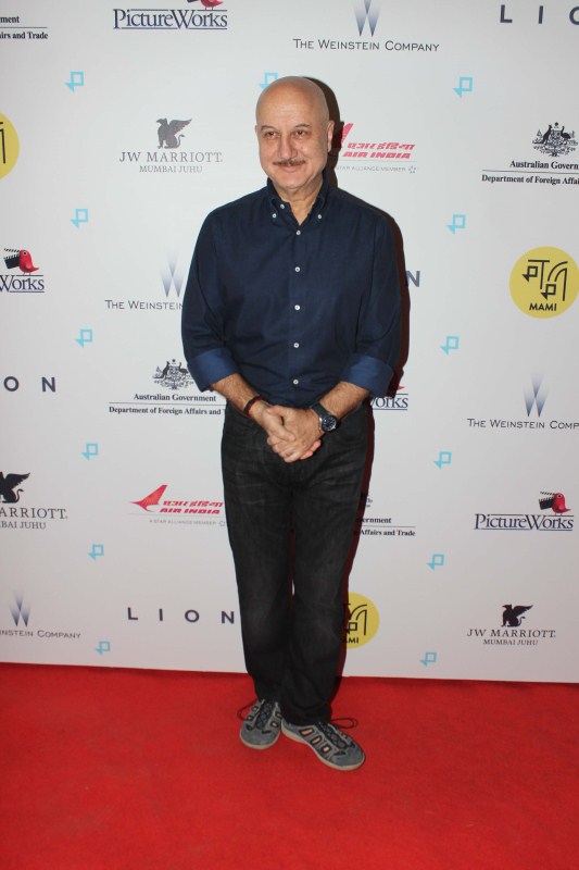 Bollywood actor Anupam Kher spotted during the premiere of film Lion in Mumbai. Sunny Pawar,Radhika Apte,Anupam Kher,Lion special screening,Lion screening,Lion special screening pics,Lion special screening images,Lion special screening photos,Lion special screening stills,Lion special screening pictures