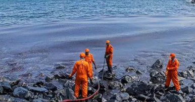 The ship has dispersed about two tonnes of OSD to neutralise the slick at sea. Approximately 95 per cent of the oil slick is towards the northern side of Chennai Harbour near R.K. Kuppam Beach. It is observed that north of Chennai Harbour, about 11 locations over a shoreline stretch of 800 metres have been impacted with thick oil sludge, which has washed ashore, the Coast Guard said. The cleaning of Marina Beach area, which is very minimally affected, commenced on Tuesday and is expected to be completed on Wednesday. Chennai oil spill,ship collision,oil powering oil tanker,Chennai oil spill pics,Chennai oil spill images,Chennai oil spill photos,Chennai oil spill stills,Chennai oil spill pictures