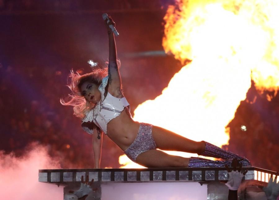 Singer Lady Gaga performs during the halftime show at Super Bowl LI between the New England Patriots and the Atlanta Falcons in Houston. Lady Gaga at halftime,Lady Gaga Super Bowl,Lady Gaga,Lady Gaga Super Bowl 2017,singer Lady Gaga,Lady Gaga halftime performance,Lady Gaga halftime performance pics,Lady Gaga halftime performance images,Lady Gaga halftime performance photos,Lady Gaga halfti