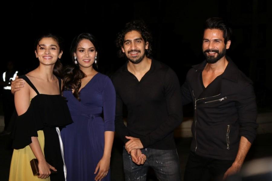 Bollywood actor Alia Bhatt, Mira Rajput wife of actor, Shahid Kapoor , filmmaker Ayan Mukerji and actor Shahid Kapoor during the success party of film Dangal in Mumbai. Aamir Khan,Alia Bhatt,Shahid Kapoor,Rekha,Fatima Sana Shaikh,Sanya Malhotra,Dangal success party,Dangal,Dangal success party pics,Dangal success party images,Dangal success party photos,Dangal success party stills,Dangal success party pictures,Radhika Apt