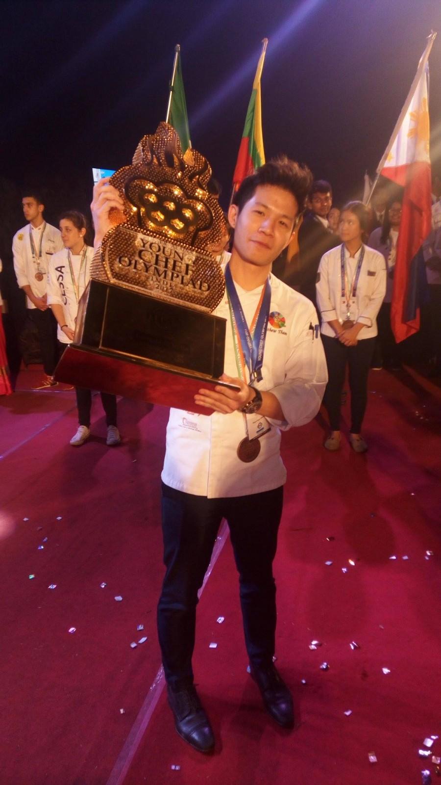 Mathew was awarded the YCO 2017 Trophy and a cash prize of $10,000 by Padmashri Sanjeev Kapoor, the noted chef, Prof. David Foskett and Dr. Suborno Bose, Chief Mentor of IIHM at the closing ceremony in Kolkata on 3rd Feb 2017. Singapore,Young Chef Olympiad 2017,Logan Guleff Young Chef Olympiad,Singapore won the 3rd edition,Sunrice Global Chef Academy,Tham Jiajun Mathew