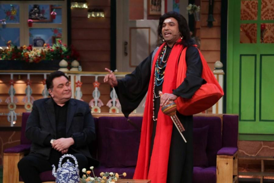 Bollywood actor Rishi Kapoor and Neetu Singh during the promotion of his autobiography, Khullam Khulla: Rishi Kapoor Uncensored on the sets of The Kapil Sharma Show in Mumbai on February 7, 2017. Rishi Kapoor and Neetu Kapoor,Rishi Kapoor,Neetu Kapoor,Khullam Khulla,Rishi Kapoor Uncensored,The Kapil Sharma Show,The Kapil Sharma Show on the sets