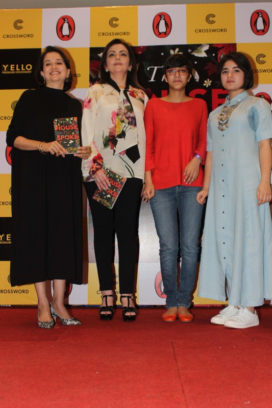 Nita Ambani, Chairperson, Reliance Foundation, with film journalist Anupama Chopra spotted during the launch of Zuni Chopra's book 'The House That Spoke', at Crossword bookstore, in Mumbai on February 8, 2017. Zuni Chopra is the 15-year-old daughter of Bollywood filmmaker Vidhu Vinod Chopra and film journalist Anupama Chopra. Nita Ambani,Anupama Chopra,Vidhu Vinod Chopra,film journalist Anupama Chopra,The House That Spoke,The House That Spoke book,The House That Spoke book launch