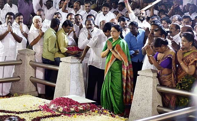 AIADMK General Secretary V.K. Sasikala visits Jayalalithaa's memorial. Sasikala,V.K. Sasikala,General Secretary V.K. Sasikala,AIADMK,AIADMK General Secretary,Jayalalithaa's memorial,Jayalalithaa