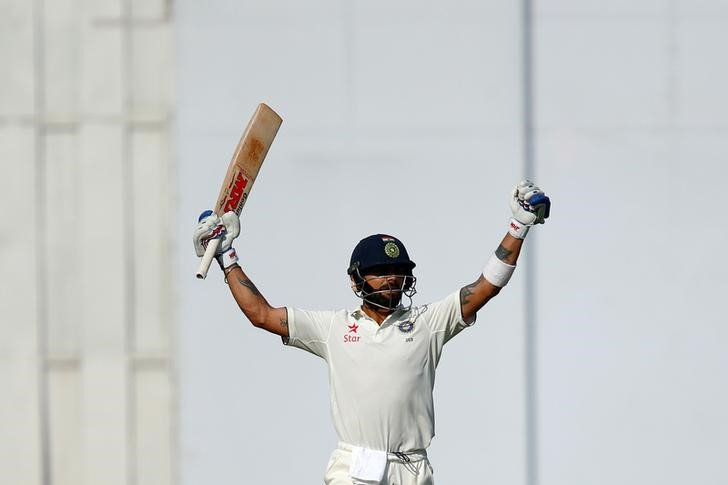 Ajinkya Rahane, overnight batting on 45, was the only batsman to be dismissed in the morning session. He was caught by Mehedi Hasan off the bowling of Taijul Islam for 82. He played 133 balls and hit 11 boundaries. India began the day at a commanding 356/3 with overnight unbeaten batsman Kohli and Rahane resuming their partnership. India vs Bangladesh,Virat Kohli,virat kohli captain,Virat Kohli 4th Test hundred,Virat Kohli 1st batsman