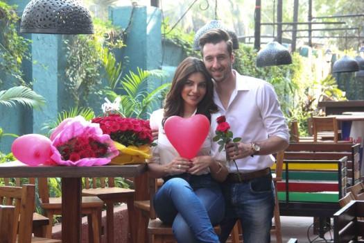 Bollywood actor Shama Sikander along with her finance James Milliron during the Valentine Day special shoot in Mumbai on February 9, 2017.