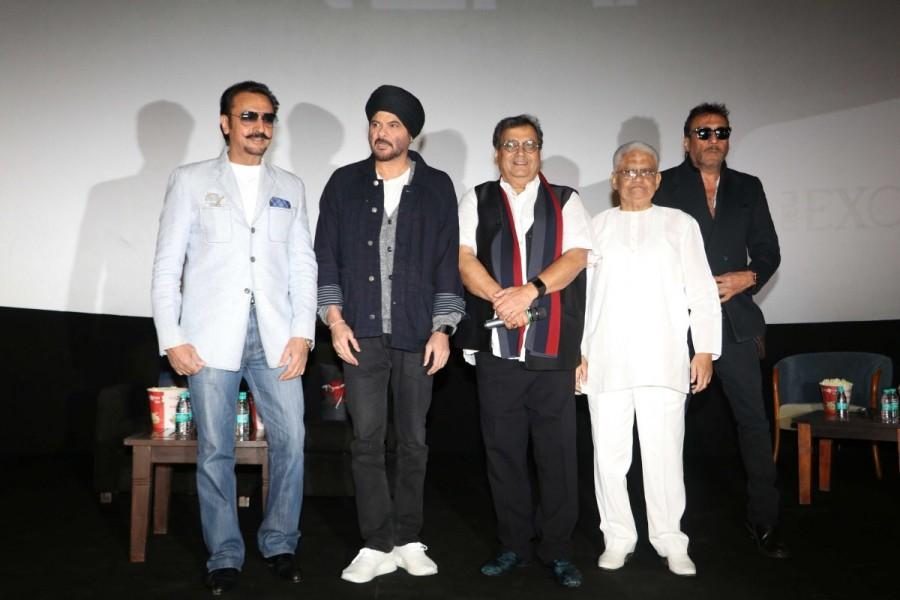Bollywood Jackie Shroff, Anil Kapoor and filmmaker Subhash Ghai spotted during the launch of New Excelsior Mukta A2 cinema in Mumbai. Jackie Shroff,Anil Kapoor,Subhash Ghai,New Excelsior Mukta A2 cinema,New Excelsior,A2 cinema