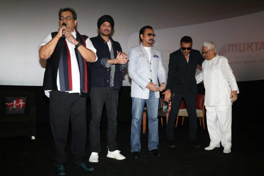 Bollywood Jackie Shroff, Anil Kapoor and filmmaker Subhash Ghai spotted during the launch of New Excelsior Mukta A2 cinema in Mumbai. Jackie Shroff,Anil Kapoor,Subhash Ghai,New Excelsior Mukta A2 cinema,New Excelsior,A2 cinema