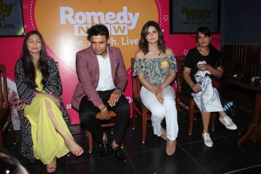 Indian wrestler Sangram Singh, Bollywood actor Maria Goretti and Zareen Khan during #FurrentinesDay celebration with Romedy NOW in Mumbai on February 10, 2017. #FurrentinesDay is a unique way of celebrating Valentine day with abandoned animals and pet, with a aim to help animals get a merrier and furrier future.