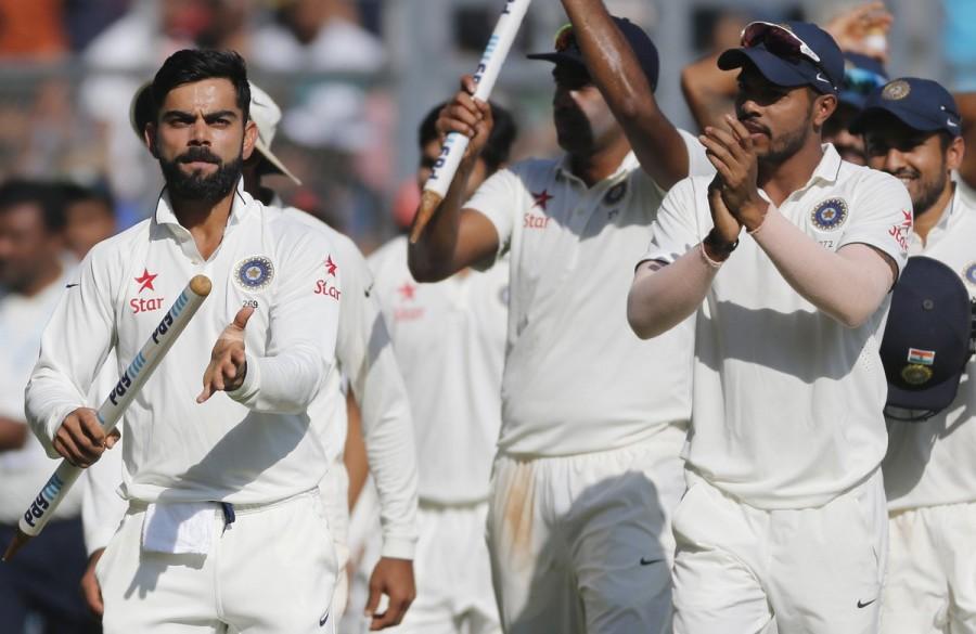 India bowled Bangladesh out for 250 in their second innings to clinch the one-off cricket Test by 208 runs here on Monday. India beat Bangladesh,India vs Bangladesh,India beat Bangladesh by 208 runs,India beat Bangladesh pics,India beat Bangladesh images,India beat Bangladesh photos,India beat Bangladesh stills,India beat Bangladesh pictures