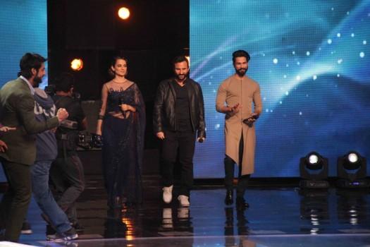 Celebs like Saif Ali Khan, Shahid Kapoor, Kangana Ranaut promote Rangoon on Indian Idol.