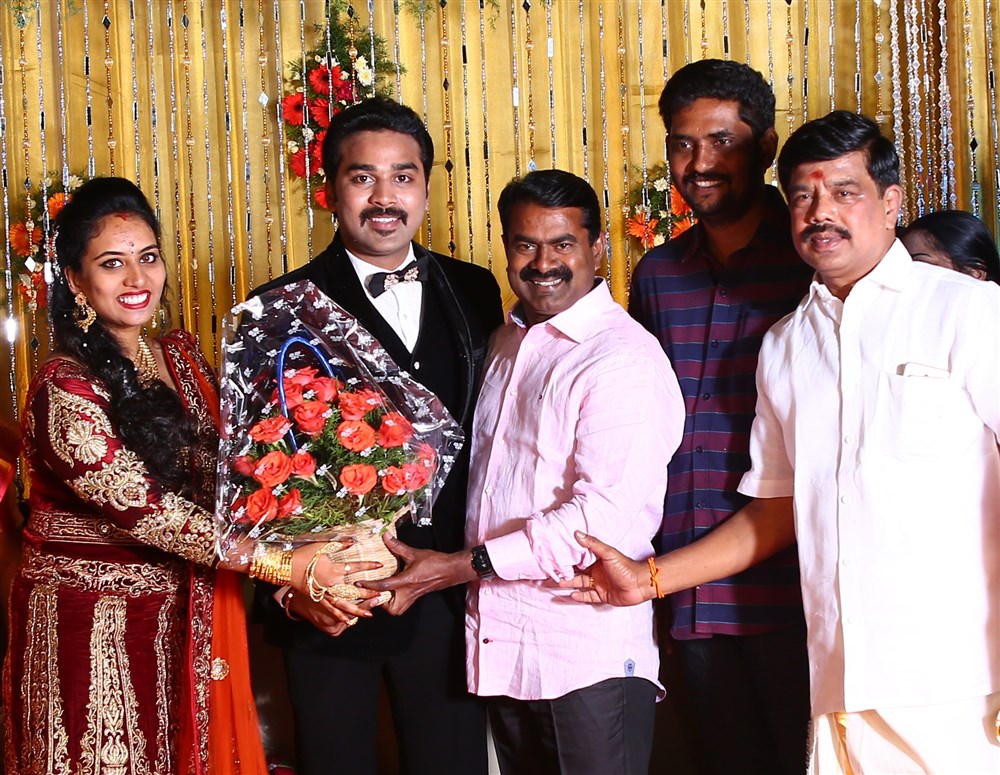 Seeman, Suresh Kamatchi at actor Mithun wedding reception. Mithun wedding reception,Mithun,Mithun wedding reception pics,Mithun wedding reception images,Vishal,Napoleon,Suresh Kamatchi,Seeman,K Rajan,Sounthara Raja,Pon Radhakrishnan,T Siva,Ezhil,CP Radhakrishnan,Vanathi Srinivasan,Tamilisai Soundararajan