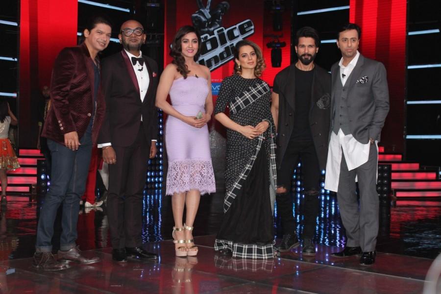The Voice India Season 2 Episode 1 Kangana Ranaut and Shahid Kapoor promote Rangoon on the sets of The