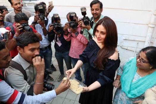 Bollywood actress Kareena Kapoor Khan celebrates Taimur Ali's birthday with media and distributes sweets at an event!