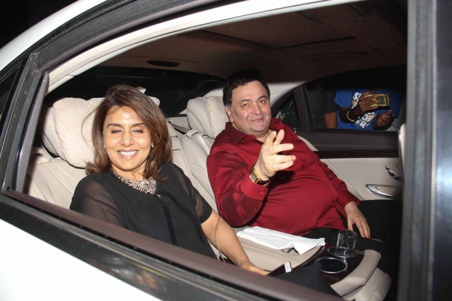 Rishi Kapoor and Neetu Singh spotted at Randhir Kapoor's birthday bash. Amitabh Bachchan,Rekha,Saif Ali Khan,Kareena Kapoor,Randhir Kapoor,Randhir Kapoor birthday bash,Randhir Kapoor birthday celebrations,Randhir Kapoor birthday bash pics,Randhir Kapoor birthday bash images,Randhir Kapoor birthday bash photos,Randhir Kapoor b