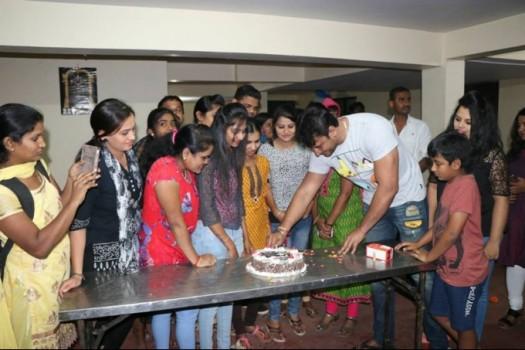 South Indian actor Darshan celebrates his 40th Birthday with his fans in Bangalore on Feb 16, 2016.