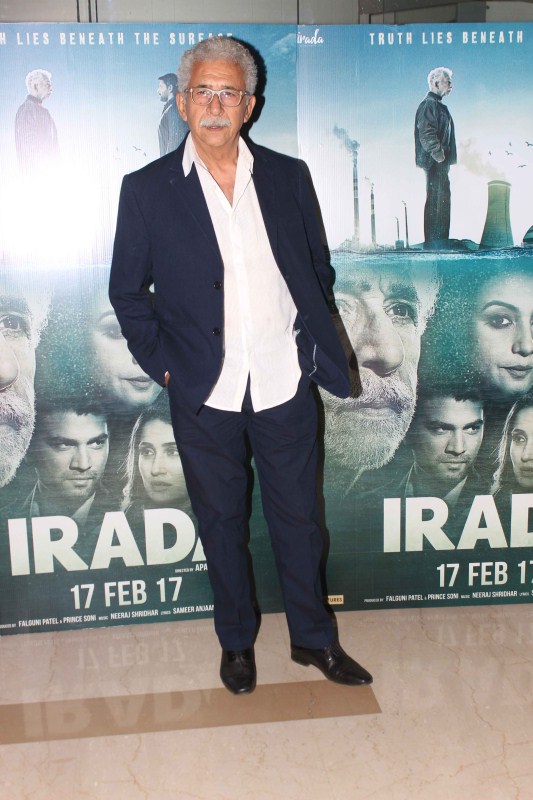Naseeruddin Shah spotted during the special screening of film Irada in Mumbai on February 16, 2017. Irada,Irada special screening,Divya Dutta,Aparna Singh,Naseeruddin Shah,Sridevi,Tisca Chopra,singer Shaan,singer Alka Yagnik,Yuvraj Singh,Parthiv Patel,Irada special screening pics,Irada special screening images,Irada special screening phoots