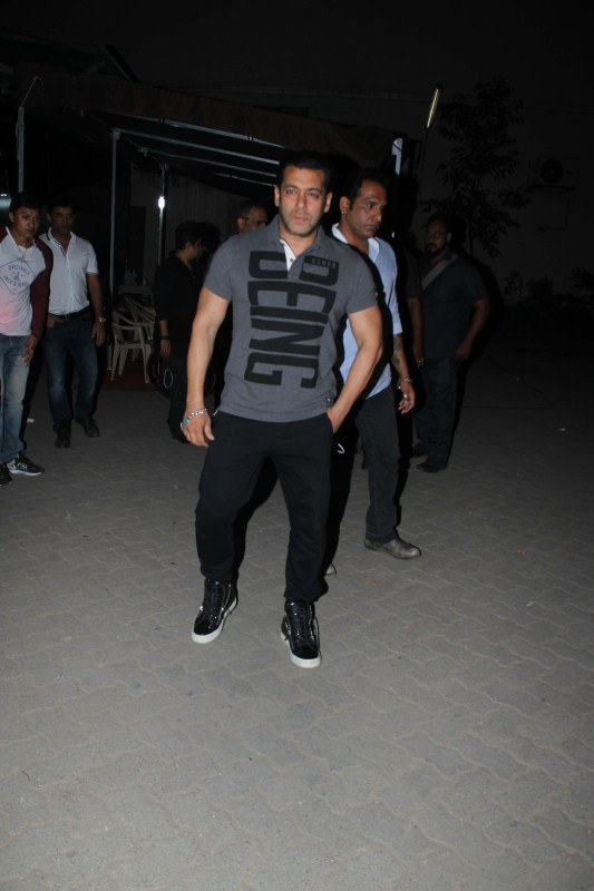Bollywood actor Salman Khan spotted at Mehboob for doing photoshoot for being human campaign. Salman Khan and Amy Jackson,Amy Jackson,Salman Khan,Being Human photoshoot,Being Human