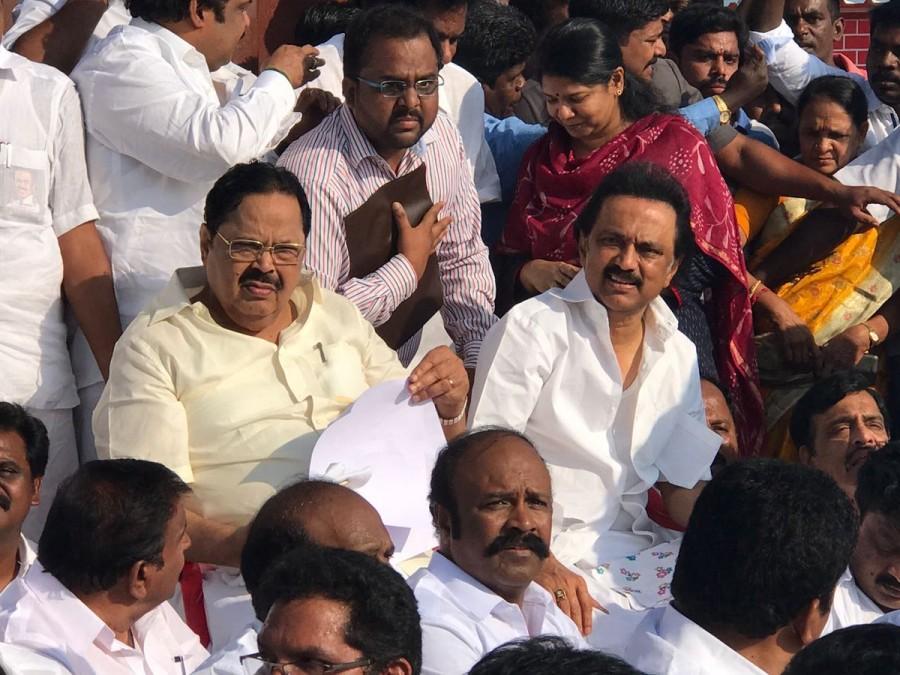 Speaking to reporters after he and his party legislators were evicted from the House, Stalin said the party had demanded secret ballot to decide on the motion of confidence moved by Chief Minister Edappadi K. Palaniswami. He said the party demanded adjournment of the House for a week so that legislators can go back to their constituencies and seek the people's views before they come back to vote on the confidence motion. MK Stalin,Stalin,Stalin dharna at Marina,Stalin protest at Marina,DMK,AIDMK,DMK MLAs and MPs,DMK MLAs,DMK MPs