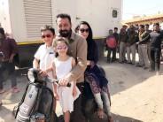 Bollywood actor Sanjay Dutt is not just enjoying the shooting of his comeback film "Bhoomi" here, but also the company of his wife Maanayata and their two children. Sanjay spent time with Maanayata and the children -- Sharaan and Iqra -- during the shoot of "Bhoomi", produced by Bhushan Kumar and Sandeep Singh, and directed by Omung Kumar. "Nothing compares to a simple ride on a scooter with the family... Exploring the lanes of Agra. Beautiful life, thank you god," Maanayata posted on her official Instagram page along with a photograph featuring the four of them on a scooter. The twins are seen dressed in white, while Sanjay is dressed in a simple shirt and pants. Maanayata is seen riding the pillion in a kurta with a pair of jeans. The image has a vanity van as its backdrop, with happy onlookers catching a glimpse of the Dutt family's joyful moment.