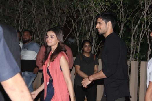 Sidharth Malhotra and Alia Bhatt spotted at Shahid Kapoor's pre birthday bash.