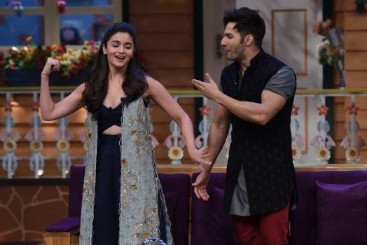 Bollywood actors Varun Dhawan, Alia Bhatt promote Badrinath Ki Dulhania on the sets of The Kapil Sharma Show  in Mumbai, India on February 19, 2017.