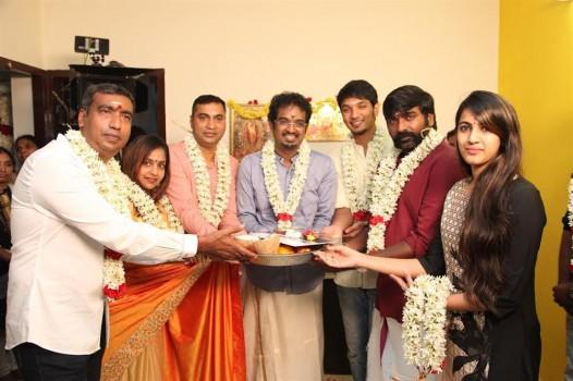 Niharika movie Pooja held in Chennai. Celebs like Vijay Sethupathi, Gautham Karthik, Niharika Konidela and others graced the event.