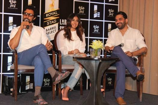 Filmmaker Sumit Arora, actors Kritika Kamra and Kunal Kapoor during the special screening of short film 'White Shirt' in Mumbai on February 20, 2017.