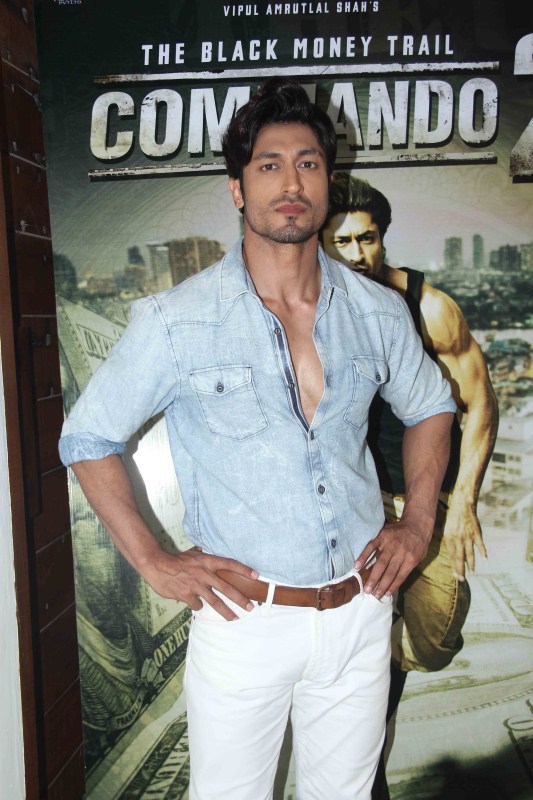 Bollywood actor Vidyut Jamwal during a media interaction of film Commando 2: The Black Money Trail, in Mumbai on February 20, 2017. Vidyut Jamwal and Adah Sharma,Vidyut Jamwal,Adah Sharma,Commando 2,Commando 2: The Black Money Trail,Vidyut Jamwal and Adah Sharma pics,Vidyut Jamwal and Adah Sharma images,Vidyut Jamwal and Adah Sharma photos,Vidyut Jamwal and Adah Sharma stills