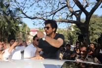 Bollywood Superstar Shah Rukh Khan casts his vote at Mount Mary Convent High School, Bandra during the BMC Election 2017 in Mumbai.
