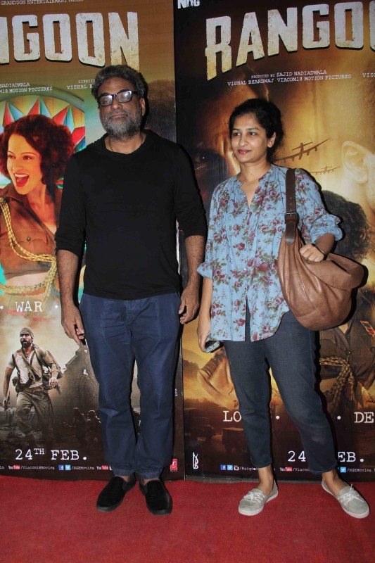 R. Balki and Gauri Shinde spotted at the Rangoon special screening. Kangna Ranaut,Shahid Kapoor,Mira Rajput,Rangoon,Rangoon special screening,Rangoon special screening pics,Rangoon special screening images,Rangoon special screening photos,Rangoon special screening stills,Rangoon special screening pictures