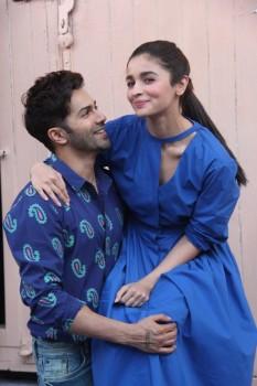 Bollywood actors Varun Dhawan and Alia Bhatt spotted at Mehboob studio.