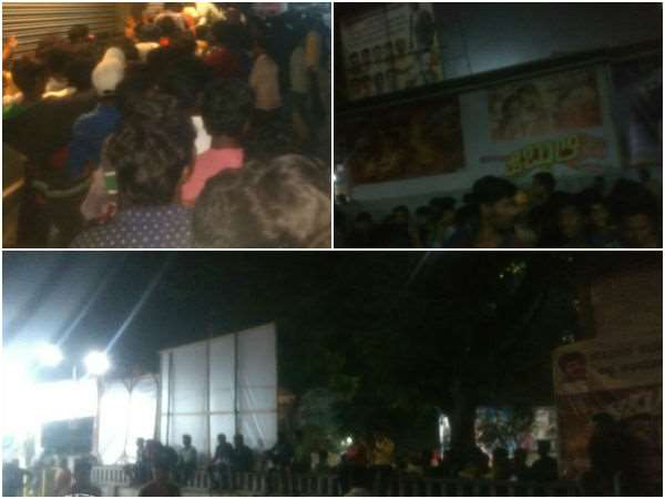 Kiccha Sudeep fans celebrate Hebbuli movie release. Hebbuli is a action film directed by S. Krishna and produced by Raghunath, Umapathy Srinivas. Starring Sudeep and Amala Paul in the lead role. Kiccha Sudeep,Kiccha Sudeep fans,Sudeep fans,Hebbuli movie release,Hebbuli,Amala Paul,Hebbuli FDFS