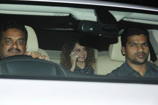 Rangoon special screening held at Yashraj studio in Mumbai on February 22, 2017. Celebs like Suneil Shetty, Kangana Ranaut, Sonakshi Sinha, Sushanth Singh Rajput, Elli Avram, Kriti Sanon, Shahid Kapoor, Ishaan Khattar and others graced the event.