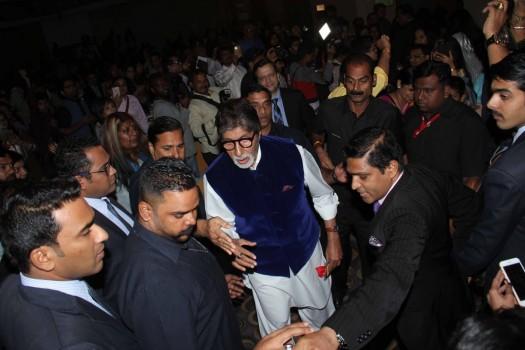 Bollywood actor Amitabh Bachchan, Jaya Bachchan, Sarod player Amman Ali Khan, Robab player Daud Khan Sadozai and Ayaan Ali Khan spotted during the launch of Saregama's classical strings album Rabab to Sarod by Amman Ali Khan and Ayaan Ali Khan in Mumbai on February 23, 2017.