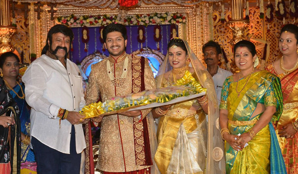 Popular music director Koti's son Rajeev Saluri and Prathyusha wedding reception held at the JRC Convention in Hyderabad. Celebs like Megastar Chiranjeevi, Balakrishna, Venkatesh, Nandamuri Ramakrishna, K Raghavendra Rao, Allu Aravind, MM Keeravani, Murali Mohan, Drums Sivamani, RP Patnaik, Subbarami Reddy and others graced the event. Chiranjeevi,Nandamuri Balakrishna,Venkatesh,Rajeev Saluri Prathyusha,Rajeev Saluri Prathyusha wedding reception,Rajeev Saluri Prathyusha wedding reception pics,celebs at Rajeev Saluri Prathyusha wedding reception,Rajeev Saluri Prathyusha wedding reception