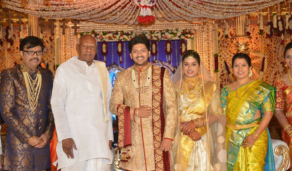 Popular music director Koti's son Rajeev Saluri and Prathyusha wedding reception held at the JRC Convention in Hyderabad. Celebs like Megastar Chiranjeevi, Balakrishna, Venkatesh, Nandamuri Ramakrishna, K Raghavendra Rao, Allu Aravind, MM Keeravani, Murali Mohan, Drums Sivamani, RP Patnaik, Subbarami Reddy and others graced the event. Chiranjeevi,Nandamuri Balakrishna,Venkatesh,Rajeev Saluri Prathyusha,Rajeev Saluri Prathyusha wedding reception,Rajeev Saluri Prathyusha wedding reception pics,celebs at Rajeev Saluri Prathyusha wedding reception,Rajeev Saluri Prathyusha wedding reception
