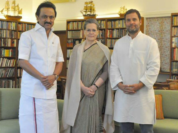 A day after DMK leader M.K. Stalin met President Pranab Mukherjee and submitted a memorandum on the events that took place in Tamil Nadu assembly last week, he met Congress President Sonia Gandhi on Friday and discussed the political situation in the state. "It was a courtesy call. He enquired about her (Sonia Gandhi) health and she enquired about party supremo Karunanidhi's health condition. It was a formal discussion. They also discussed political situation in Tamil Nadu," said a DMK leader, adding that the meeting lasted 25 minutes. MK Stalin meets Sonia Gandhi,MK Stalin,Sonia Gandhi,President Pranab Mukherjee,Pranab Mukherjee,Stalin,Congress President Sonia Gandhi