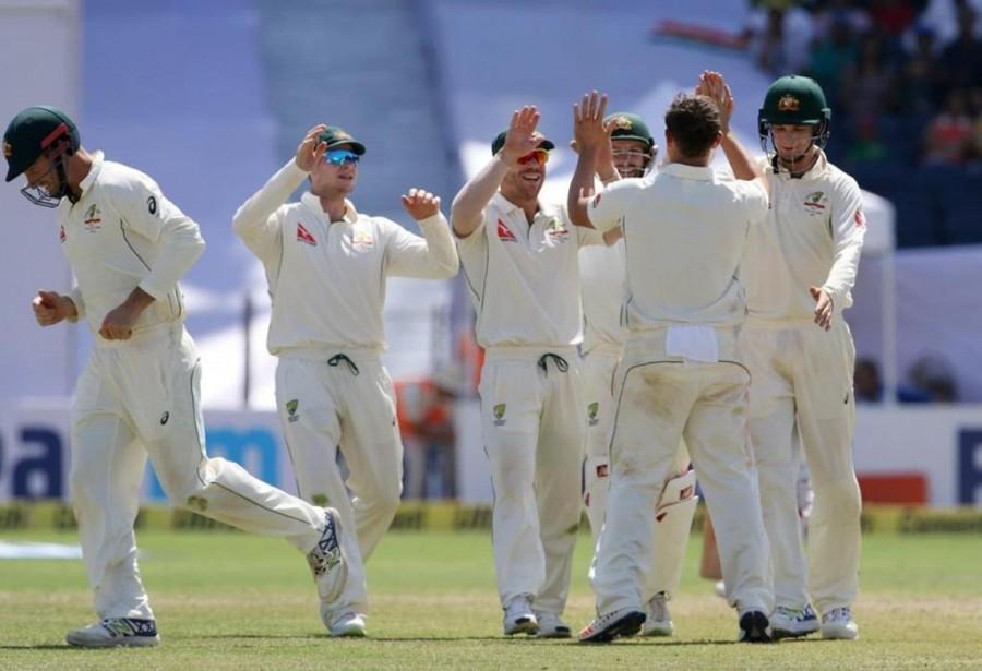 Chasing a mammoth 441, India once again succumbed to the left-arm spin of Steve O'Keefe, who returned with figures of 6/35 in the second innings to bundle out the hosts for a paltry 107. Off-spinner Nathan Lyon also contributed with four wickets. Australia thrash India,Australia thrash India by 333 runs,Maharashtra Cricket Association Stadium,Steve O'Keefe,Nathan Lyon,Ind vs Australia,India vs Australia,india vs australia 2017,India vs Australia first Test score