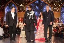 Megastar Amitabh Bachchan walked the ramp for designers Abu Jani and Sandeep Khosla for a charity event here. Amitabh, along with actors Alia Bhatt, Varun Dhawan, Iulia Vantur, Sonali Bendre and entrepreneur Sussanne Khan, took to the ramp at the 12th annual edition of Fevicol Caring with Style fashion show in association with the Cancer Patients Aid Association (CPAA).