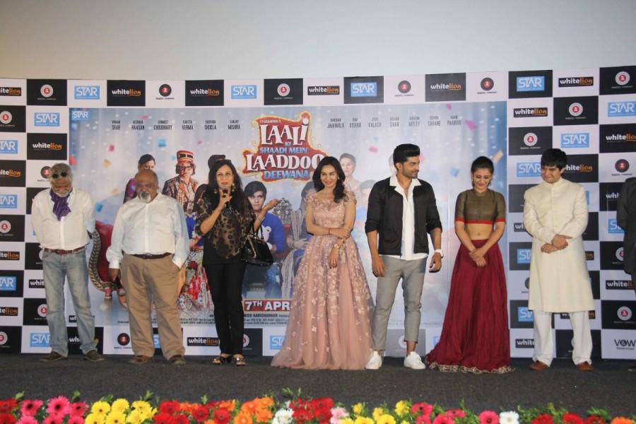 Bollywood movie Laali Ki Shaadi Mein Laddoo Deewana Trailer launched in Mumbai on February 27, 2017. Celebs like Akshara Haasan, Gurmeet Choudhary, Kavitta Verma, Vivaan Shah and others graced the event. Akshara Haasan,Gurmeet Choudhary,Kavitta Verma,Vivaan Shah,Laali Ki Shaadi Mein Laddoo Deewana,Laali Ki Shaadi Mein Laddoo Deewana Trailer,Laali Ki Shaadi Mein Laddoo Deewana Trailer launch,Laali Ki Shaadi Mein Laddoo Deewana Trailer launch pics,Laali Ki