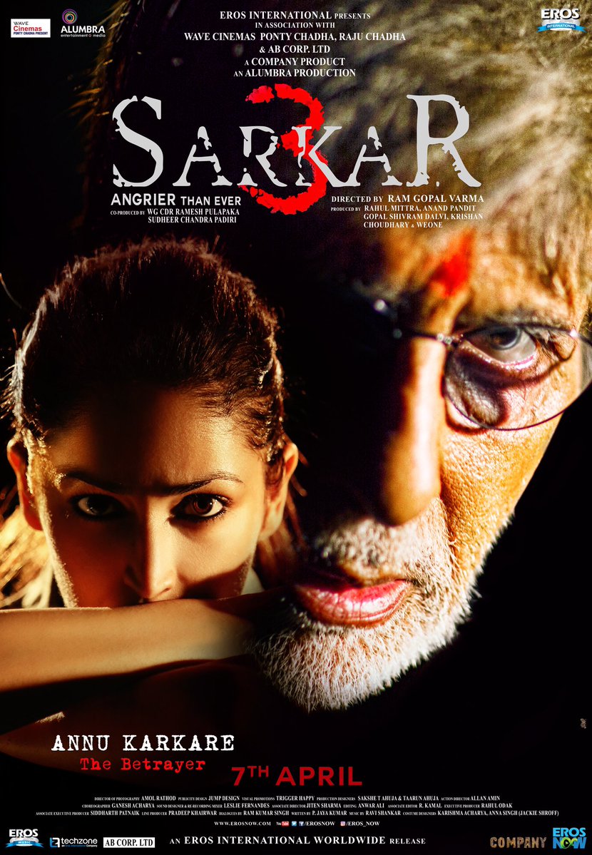 "Sarkar 3" will see Amitabh reprising his role as Subhash Nagre. The film will also feature Rohini Hattangadi, Ronit Roy and Bharat Dabholkar. It is slated to hit the screens on April 7. Amitabh Bachchan,Jackie Shroff,Sarkar 3,Sarkar 3 first look,Sarkar 3 first look poster,Sarkar 3 poster,Sarkar 3 movie poster,Sarkar 3 pics,Sarkar 3 images,Sarkar 3 photos,Sarkar 3 stills,Sarkar 3 pictures