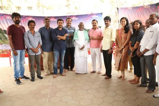 Naachiyaar movie pooja event held today in Chennai on March 1, 2017. Celebs like Suriya, Jyothika, Bala and others graced the event.