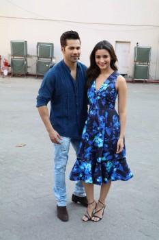 Bollywood actors Varun Dhawan and Alia Bhatt spotted at Mehboob studio for their upcoming movie Badrinath Ki Dulhania.