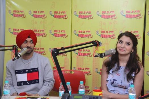 Bollywood actors Anushka Sharma and Diljit Dosanjh promote Phillauri at Radio Mirchi Studio in Mumbai.