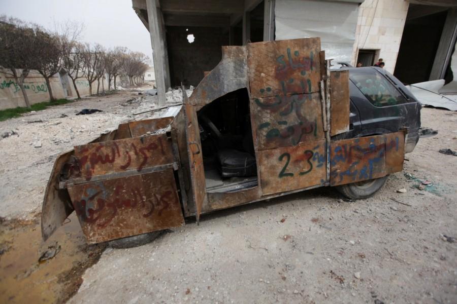 An abandoned armoured vehicle is seen parked in the northern Syrian town of al-Bab, Syria March 1, 2017. Syria,Al-Bab after Islamic State,Islamic State,Syrian city,Islamic State militants,Turkish-backed rebels