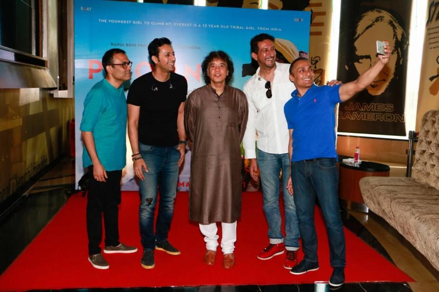 Bollywood lyricist Amitabh Bhattacharya, music composer Salim Merchant, tabla maestro Zakir Hussain, music composer Sulaiman Merchant actor Rahul Bose and others spotted during the music launch of film Poorna in Mumbai on March 3, 2017. Poorna,Poorna music launch,Poorna music launch pics,Poorna music launch images,Poorna music launch photos,Poorna music launch stills,Poorna music launch pictures,Salim Merchant