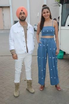 Bollywood actors Anushka Sharma and Diljit Dosanjh spotted at Mumbai studio.
