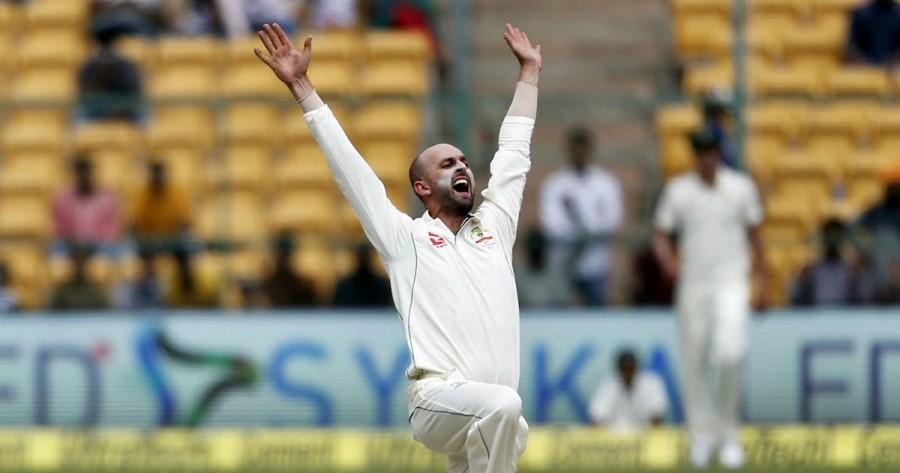 He scored 17 runs off 66 balls and produced a 61-run partnership with Rahul before misreading the turn and bounce of a Lyon delivery to be dismissed off the last ball before lunch. The hosts suffered another big blow after the restart when Kohli was trapped leg before by Lyon. The ball spun in sharply and the Indian captain left it alone only to see it hit his pads right in front of the stumps. To make matters worse, Kohli also wasted a review. He surprisingly decided to call for the review and walked off the field even before the third umpire had delivered his verdict. Kohli scored just 12 runs off 17 balls with two hits to the fence. Nathan Lyon,Off-spinner Nathan Lyon,M. Chinnaswamy Stadium,India vs Australia,India vs Australia 2017,india vs australia test series 2017,india vs australia 2017,Nathan Lyon pics,Nathan Lyon images,Nathan Lyon photos,Nathan Lyon stills,Nathan Lyon picture