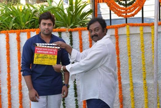 SVMP (Saraschandrikaa Visionary Motion Pictures) Production No 1 movie launch event held at Ramanaidu Studios in Hyderabad. Celebs like VV Vinayak, Nara Rohit, B Mahendra Babu, Pavan Mallela, Nandamuri Sri Vinod, Musunuru Vamsi Krishna, Bellamkonda Suresh, KS Rama Rao, Kota Srinivasa Rao and others attended the Muhurtham.